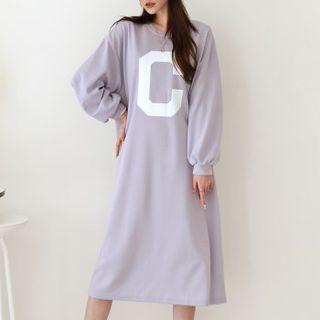 Pastel Letter Midi Sweatshirt Dress