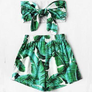 Set: Floral Print Shorts + Tube Top
