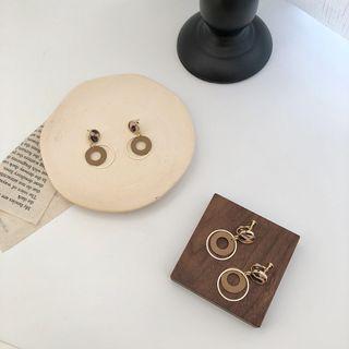 Leopard Print Disc Hoop Dangle Earring
