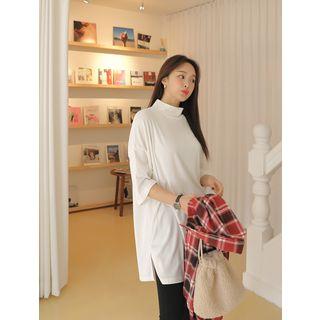 Mock-neck Napped Boxy T-shirt