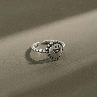 925 Sterling Silver Smiley Open Ring Silver - 13
