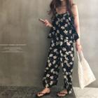 Set: Spaghetti-strap Floral Swing Top + Culottes