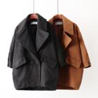 3/4-sleeve Notch-lapel Buttoned Coat
