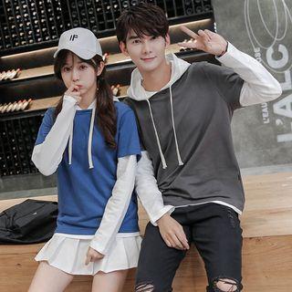 Couple Matching Mock Two-piece Hoodie