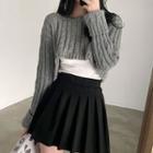 Cropped Sweater / Pleated Mini A-line Skirt / Set