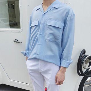 Notched-collar Flap-pocket Shirt