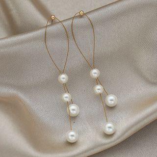 Faux Pearl Drop 925 Sterling Silver Earring 1 Pair - Faux Pearl Dangle Earring - One Size
