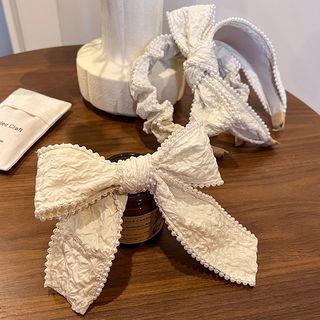 Faux Pearl Shirred Headband / Hair Clip