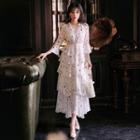 Bell-sleeve Star Pattern Maxi Layered Dress
