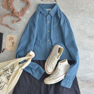 Long-sleeve Single-breasted Denim Shirt