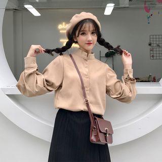 Stand Collar Balloon-sleeve Blouse