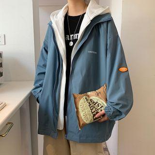 Mock Two Piece Oversized Zip Hoodie