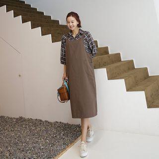 Patch-pocket Slit-side Jumper Dress