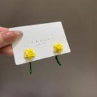 Flower Alloy Earring 1 Pair - Green & Yellow - One Size