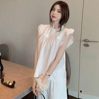 Sleeveless Ruffle Trim Top / Wide-leg Pants