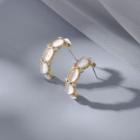 Cat Eye Stone Rhinestone Alloy Open Hoop Earring 1 Pair - Gold - One Size