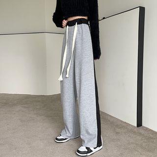 Contrast Striped Wide Leg Sweatpants