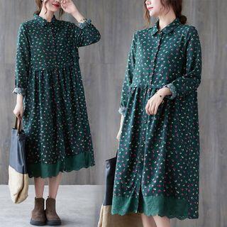 Long-sleeve Fleece Midi A-line Dress