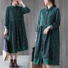 Long-sleeve Fleece Midi A-line Dress