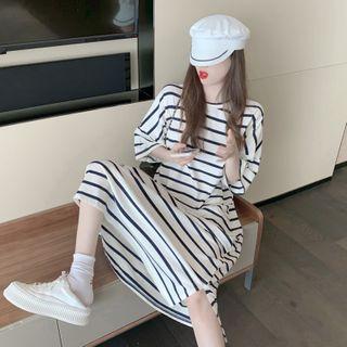 Striped Short-sleeve Dress Stripe - One Size