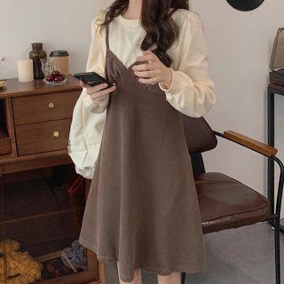 Paneled Mini A-line Sweatshirt Dress