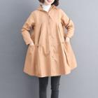 Long-sleeve Frog Button Hooded Trench Coat