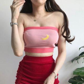 Embroidered Knit Tube Top
