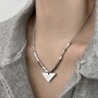 Lettering Triangle Pendant Necklace Silver - One Size