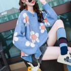 Flower Print Oversize Sweater