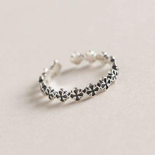 Cross Sterling Silver Open Ring Silver & Dark Gray - One Size
