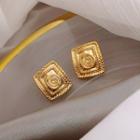 Retro Embossed Square Alloy Earring 1 Pair - Gold - One Size
