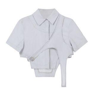 Short-sleeve Asymmetrical Crop Shirt