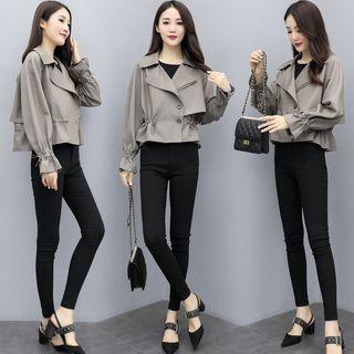 Drawstring Single-breasted Cropped Jacket