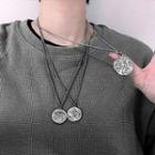 Stainless Steel Embossed Disc Pendant Necklace (various Designs)