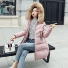 Furry Hood Zipped Padded Coat