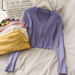 Cropped Button-down Light Knit Top In 10 Colors