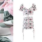 Short-sleeve Floral Top / Pencil Skirt / Set