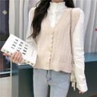 Plain Blouse / Pointelle Knit Button-up Sweater Vest