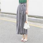 Patterned Wide-leg Pants With Sash