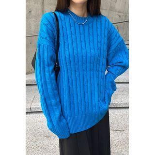 Couple Drop-shoulder Cable-knit Top