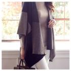 Open-front Color-block Shawl Cardigan