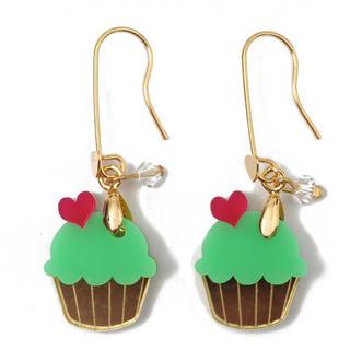 Sweet&co Mini Gold Green Cupcake Crystal Earrings Gold - One Size