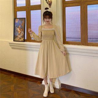 Lace Pleated A-line Dress