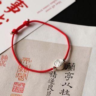 Tiger String Bracelet Silver & Red - One Size