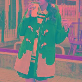 Color Block Hooded Duffle Coat