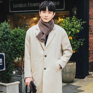 Pocket-side Single-breasted Wool Blend Coat