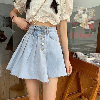 Denim Asymmetrical Hem Skort
