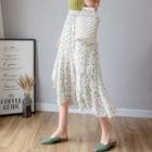 Floral Print Chiffon Irregular Midi A-line Skirt