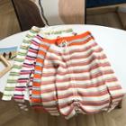 Off-shoulder Drawstring Striped Contrast Knitted Top