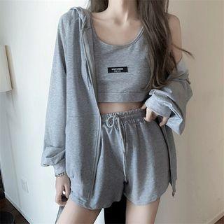 Crop Tank Top / Zip-up Hoodie / Shorts
